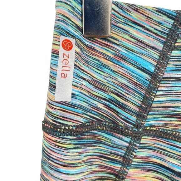 Zella Striped Cropped Leggings Multi Colored Yoga Pants Side Leg Panel Size S - Picture 8 of 13